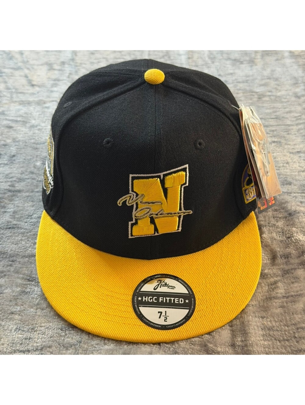 New Orleans Black Pelicans Headgear Classics Fitted Hat 7 1/2 Black Yellow